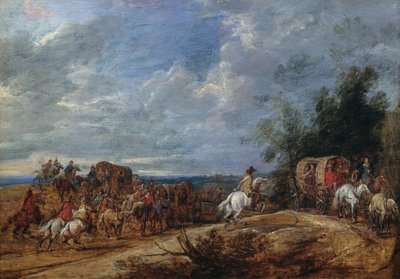 Brigands Attacking Train of Carriages by Adam Frans van der Meulen