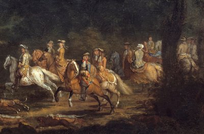 King Louis XIV has the Hunt (detail). Painting by Adam Francois Van Der Meulen by Adam Frans van der Meulen