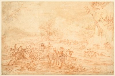 Landscape, with an Attack on a Convoy of Coaches by Adam Frans van der Meulen