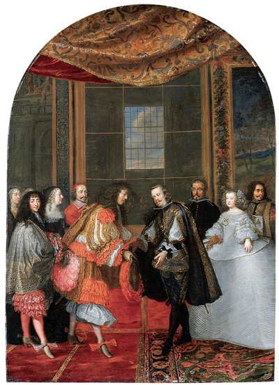 The Meeting Between Kings Philip IV and Louis XIV on Pheasant Island by Adam Frans van der Meulen