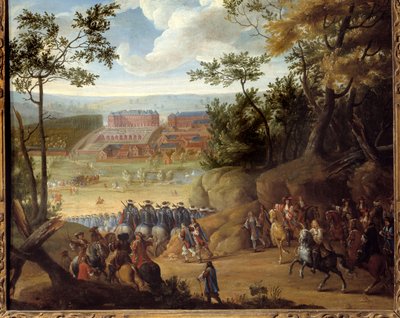 View of Versailles in 1664 with the King of France Louis XIV and a Company of Musketeers by Adam Frans van der Meulen
