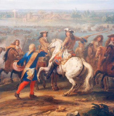Crossing of the Rhine at Lobith, June 12, 1672 by Adam Frans van der Meulen