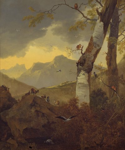 Mountainous Landscape with Goats and Birds by Adam Pynacker