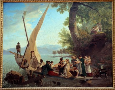 Boarding the wedding party on a sailboat by Adam Topffer