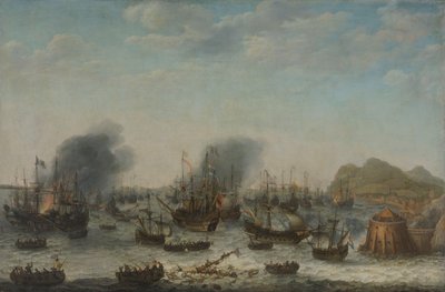 The Defeat of the Spanish at Gibraltar by a Dutch Fleet under the Command of Admiral Jacob van Heemskerck, 25 April 1607 by Adam Willaerts (signed by artist)