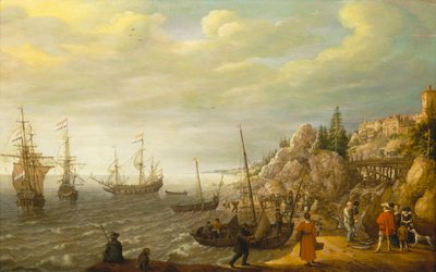 Dutch Ships at Anchor off a Fortified Scandinavian Town by Adam Willaerts
