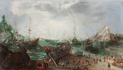 Harbour scene by Adam Willaerts
