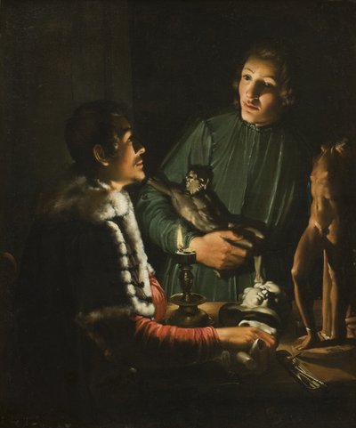 Two Sculptors at Night in Rome. Double Portrait of Francois Duquesnoy and Georg Petel by Adam de Coster