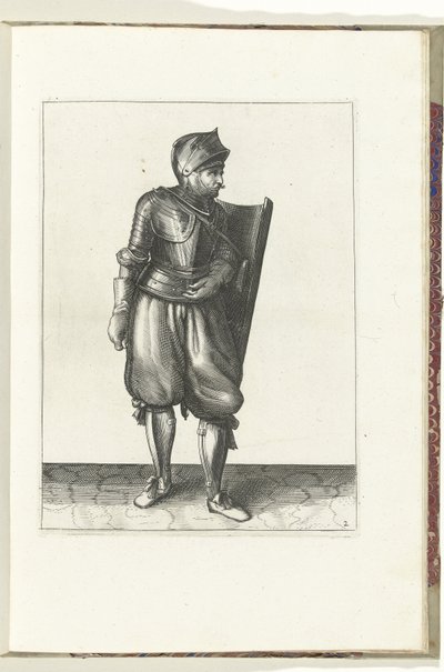 The Exercise with the Targe and Rapier: The Soldier Brings the Targe from the Back Over the Left Shoulder (No. 2), 1618 by Adam van Breen