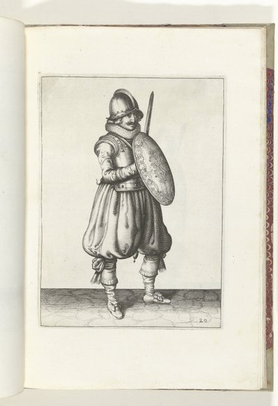 The Exercise with Shield and Pike: The Soldier in Position with His Rapier and Shield in Front of His Chest, 1618 by Adam van Breen