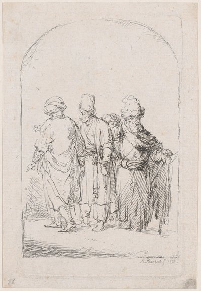 Group of Four Standing Men in Oriental Costume by Adam von Bartsch