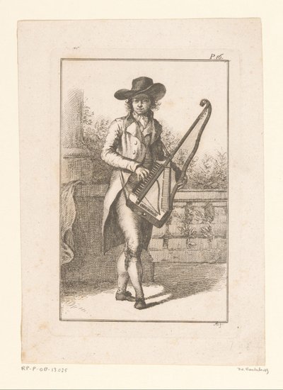 Young Man Playing an Orphica by a Balustrade by Adam von Bartsch