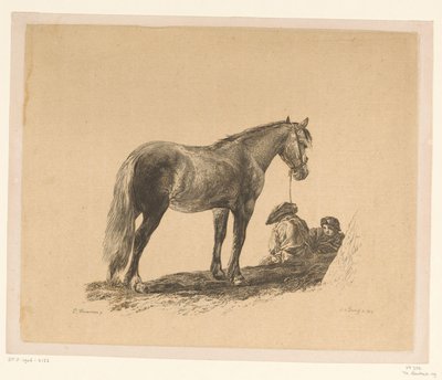 Standing Horse with Two Seated Men by Adam von Bartsch