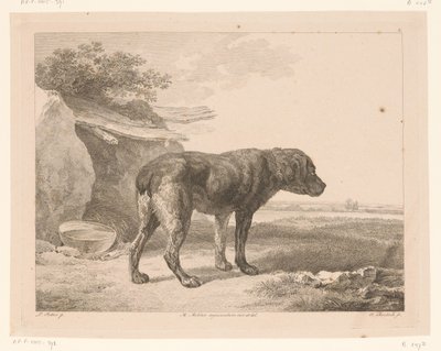 Standing Dog in a Landscape (Animals after Paintings by Dutch Masters) by Adam von Bartsch