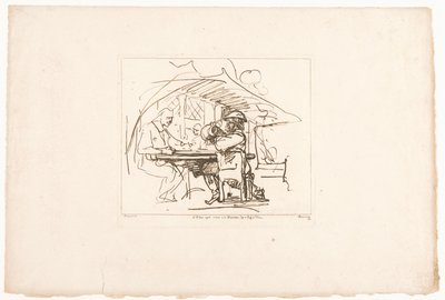 Two Men at a Table, One with a Jug (series title: Six Prints After Drawings by Rembrandt in the Hofbibliothek in Vienna) by Adam von Bartsch