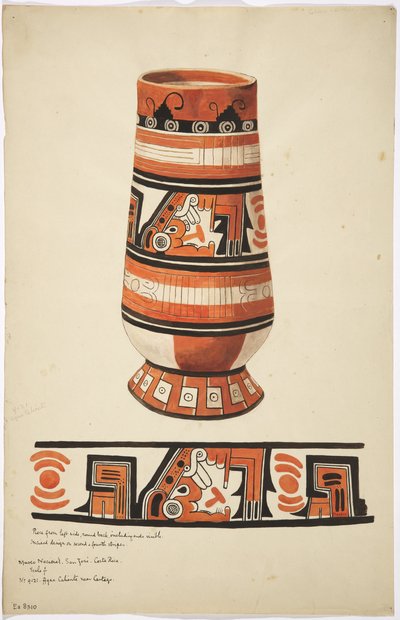 A jar and its design from Aqua Caliente, Near Cartago, Costa Rica by Adela Breton