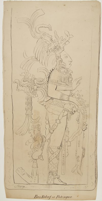 Bas Relief at Palenque, Mexico by Adela Breton