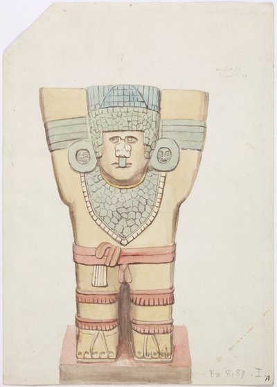 Caryatid I, outer chamber, Upper Temple of the Jaguars (Temple A), Chichen Itza, Mexico by Adela Breton