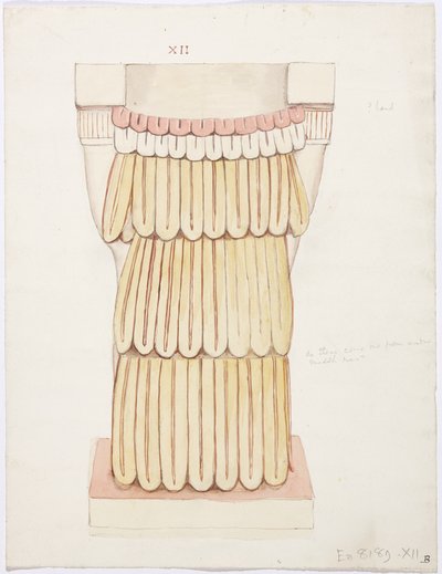 Caryatid from the outer chamber, Temple A, ball court, Chichen Itza, Mexico by Adela Breton
