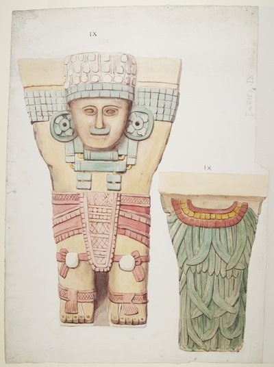 Caryatid from the Outer Chamber, Temple A, Ball Court Chichen Itza, Mexico by Adela Breton