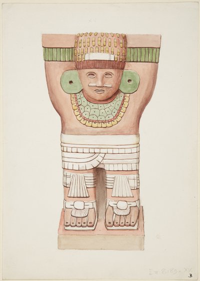 Caryatid from the Outer Chamber, Temple A, Ball Court Temple, Chichen Itza, Mexico by Adela Breton