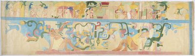 Copy of a mural painting from the south west wall, Upper Temple of the Jaguars, Chichen Itza, Mexico by Adela Breton