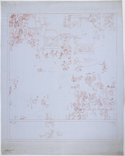Copy of a wall painting from East Wall, Upper Temple of the Jaguars, Chichen Itza, Mexico by Adela Breton