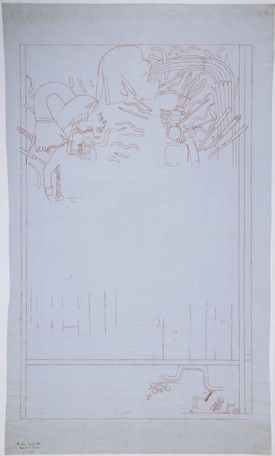 Copy of a wall painting from the East Wall, Upper Temple of the Jaguars, Chichen Itza Mexico by Adela Breton