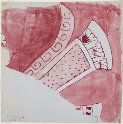 Copy of fragment of wall painting from Casa de barrios, Teopancaxco, Teotihuacan, Mexico State by Adela Breton