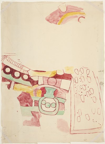 Copy of fragments of paintings from Teotihuacan, Mexico State by Adela Breton