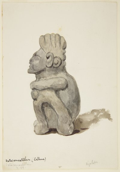 Figure from Ixtacamaxtitlan, Cholula, Puebla, Mexico Shows crouching figure by Adela Breton