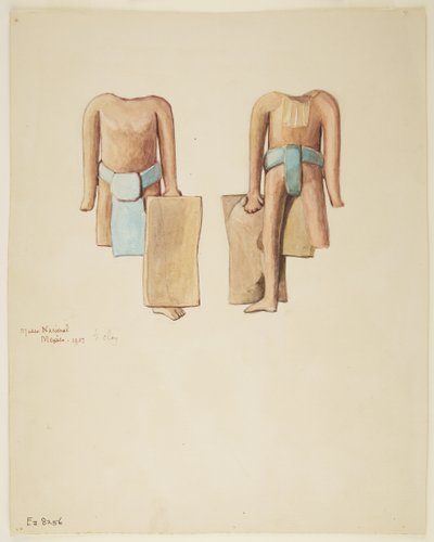 Front and back of a headless figure with half of right leg and right hand missing by Adela Breton