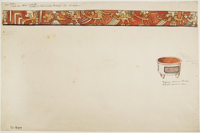 Inner Border of a Tripod Vase (which depicts grotesque figures) and a White Pot with Designs Contained in Rectangles by Adela Breton