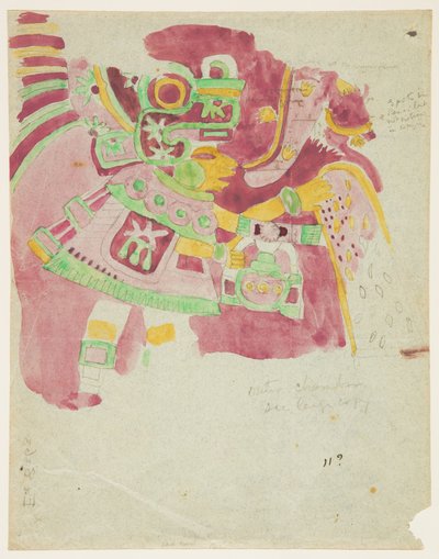 Painting of a fresco from outer chamber, Penafiel, Teotihuacan, Mexico by Adela Breton