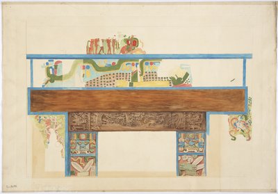 Quarter scale copy of a wall painting west wall, Upper Temple of the Jaguars, Chichen Itza, Mexico by Adela Breton