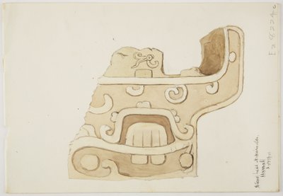Ruins/Stone Reliefs at Temple at Uxmal, Mexico Depicting Part of Stone Carving by Adela Breton