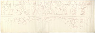South Wall, Upper Temple of the Jaguars, Chichen Itza, Mexico South quarter by Adela Breton