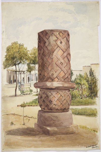 Statue or column at Otumba, Mexico by Adela Breton