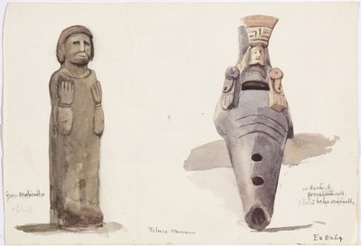 Stone figures from Malinalco, Toluca, Mexico by Adela Breton