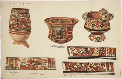 Three jars and three designs from Nicoya, Costa Rica by Adela Breton