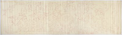 Tracing of a mural from the west wall, Upper Temple of the Jaguars, Chichen Itza, Mexico by Adela Breton