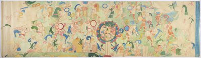 Tracing of a mural painting from Upper Temple of the Jaguars, Chichen Itza, Mexico by Adela Breton