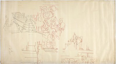 Tracing of a wall painting from Casa de Monjas, Chichen Itza, Mexico by Adela Breton