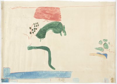 Tracing of a wall painting from Chichen Itza, Mexico From the east wall, inner middle chamber, Upper Temple of the Jaguars, Great Ball Court by Adela Breton