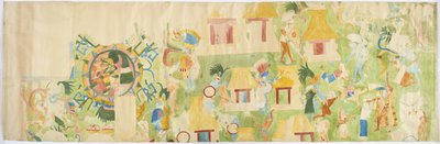 Tracing of a wall painting from north end of west wall, Upper Temple of the Jaguars, Chichen Itza, Mexico by Adela Breton
