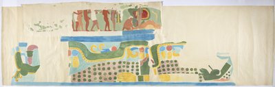 Tracing of a wall painting from over door, Upper Temple of the Jaguars, Chichen Itza, Mexico by Adela Breton