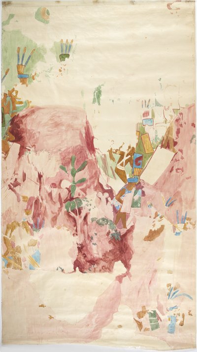 Tracing of a Wall Painting from the East Wall, Upper Temple of the Jaguars, Chichen Itza, Mexico by Adela Breton