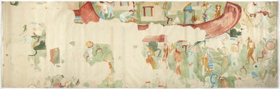 Tracing of a wall painting from the north west wall, inner chamber, Upper temple of the Jaguars, Chichen Itza, Mexico by Adela Breton
