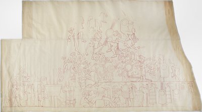 Tracing of a wall painting from the south vault ceiling, Upper Temple of the Jaguars, Chichen Itza, Mexico by Adela Breton