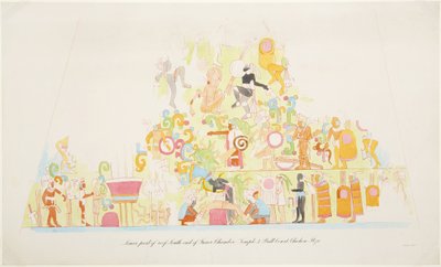Wall painting from the lower part of the roof, south end of the inner chamber, Temple A, Chichen Itza, Mexico by Adela Breton